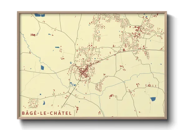 Une affiche de carte sur Bâgé-le-Châtel