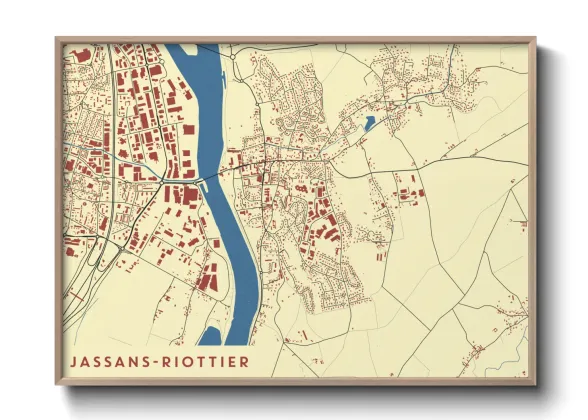 Une affiche de carte sur Jassans-Riottier