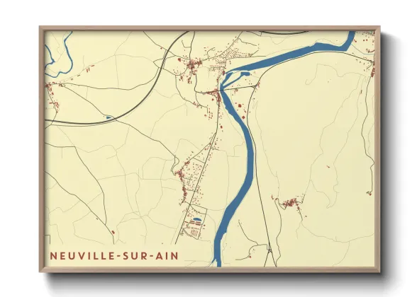 Une affiche de carte sur Neuville-sur-Ain