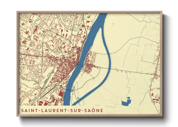 Une affiche de carte sur Saint-Laurent-sur-Saône