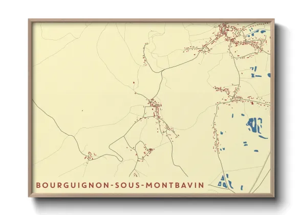 Une affiche de carte sur Bourguignon-sous-Montbavin
