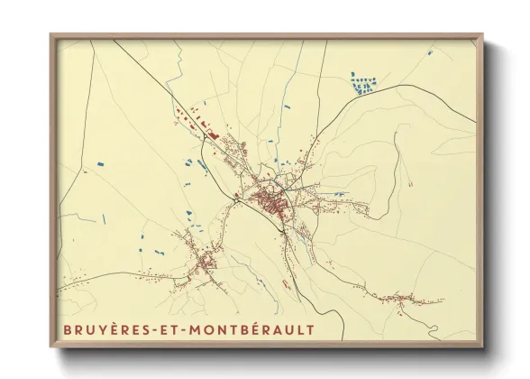 Une affiche de carte sur Bruyères-et-Montbérault
