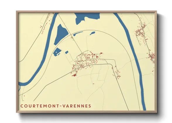 Une affiche de carte sur Courtemont-Varennes