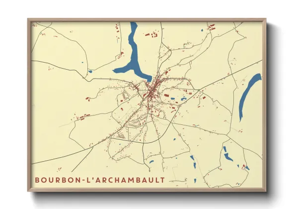 Une affiche de carte sur Bourbon-l'Archambault