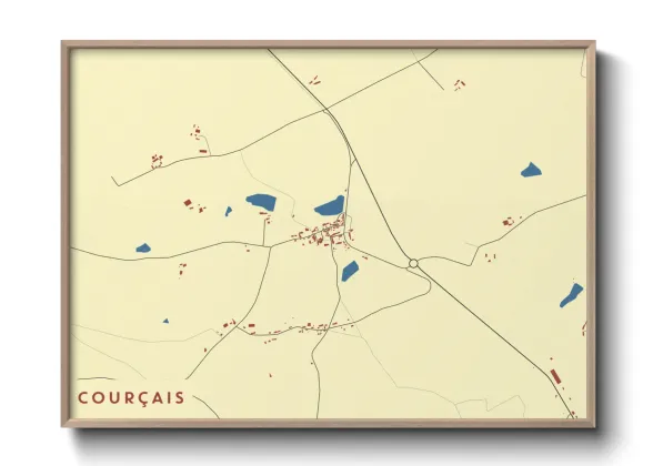 Une affiche de carte sur Courçais