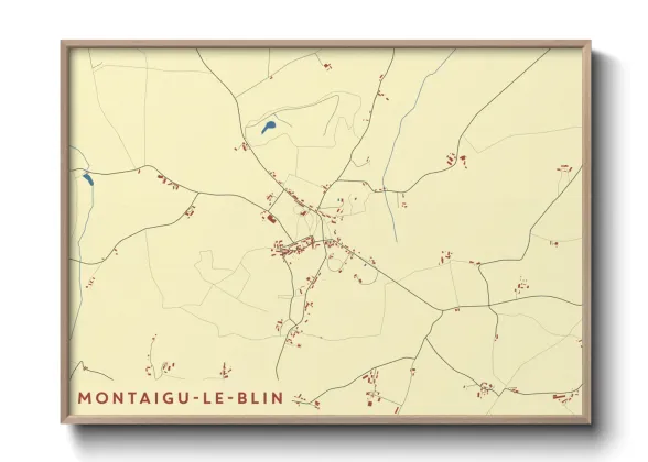 Une affiche de carte sur Montaigu-le-Blin