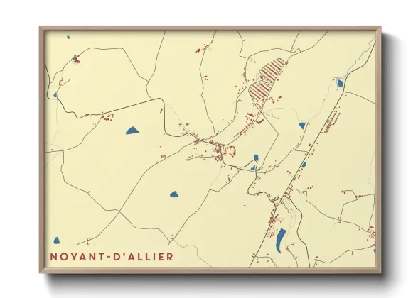 Une affiche de carte sur Noyant-d'Allier