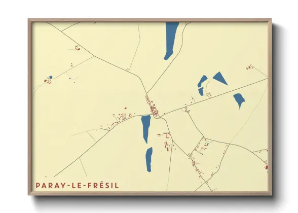 Une affiche de carte sur Paray-le-Frésil