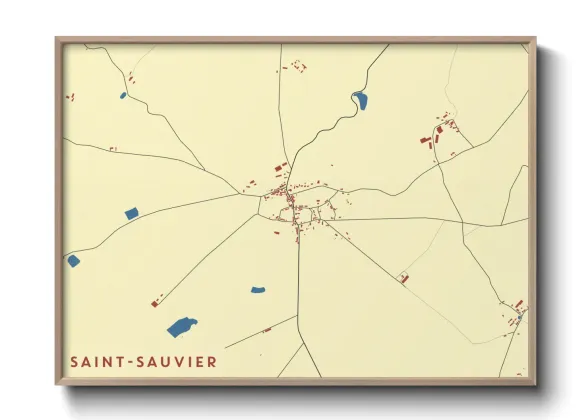 Une affiche de carte sur Saint-Sauvier