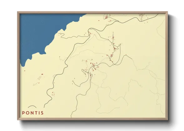 Une affiche de carte sur Pontis