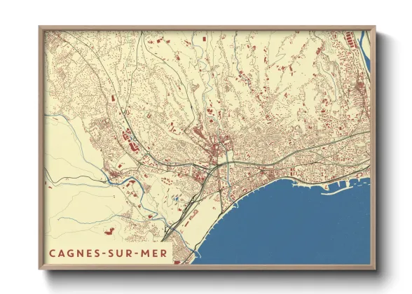 Une affiche de carte sur Cagnes-sur-Mer