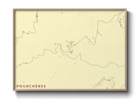 Une affiche de carte sur Pourchères
