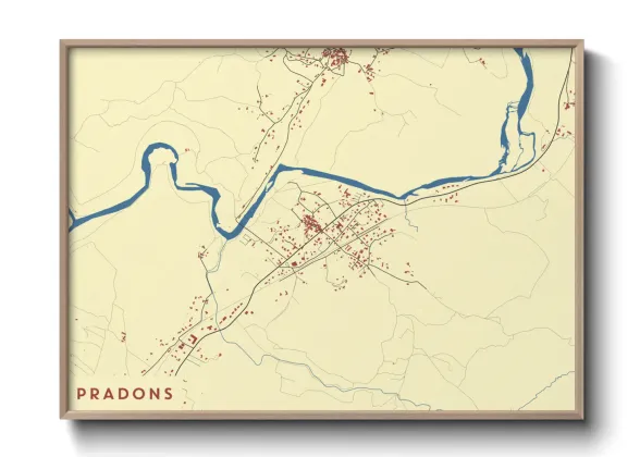 Une affiche de carte sur Pradons