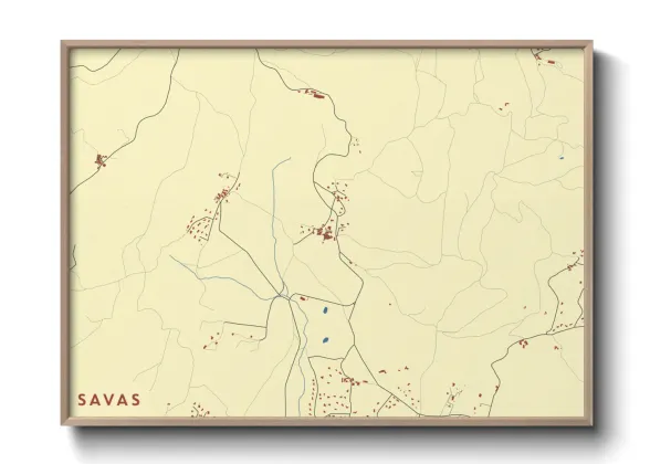 Une affiche de carte sur Savas