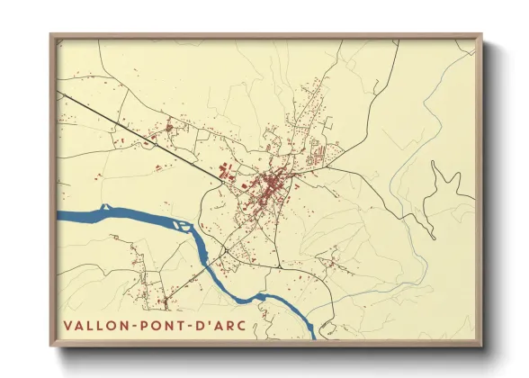 Une affiche de carte sur Vallon-Pont-d'Arc