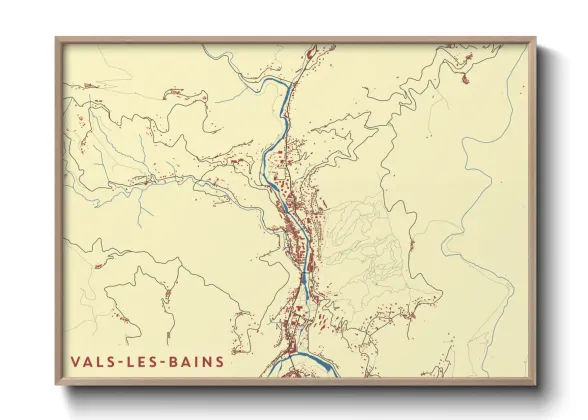 Une affiche de carte sur Vals-les-Bains