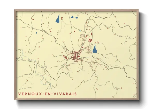 Une affiche de carte sur Vernoux-en-Vivarais