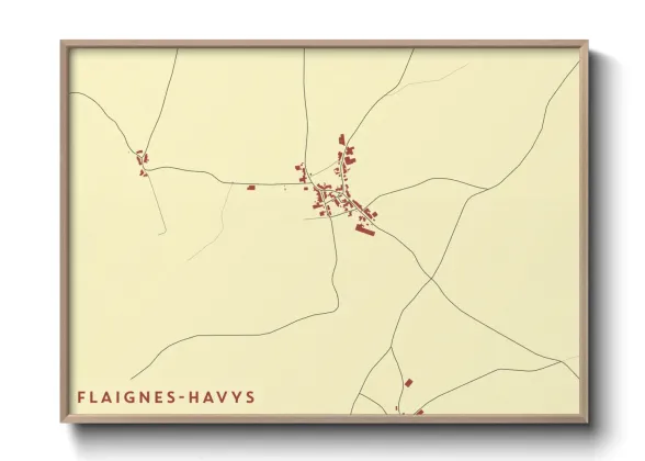 Une affiche de carte sur Flaignes-Havys