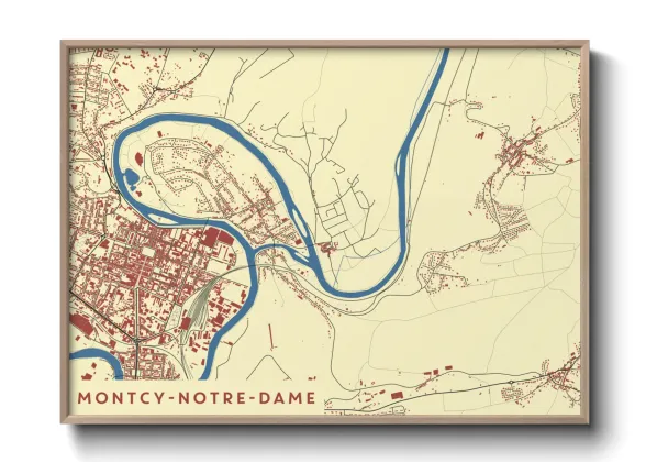 Une affiche de carte sur Montcy-Notre-Dame