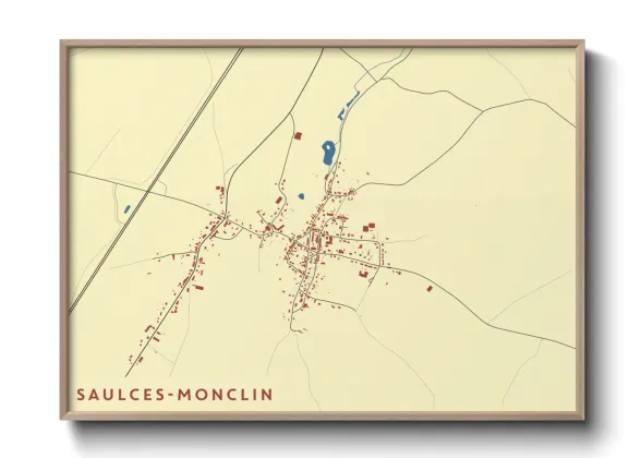 Une affiche de carte sur Saulces-Monclin