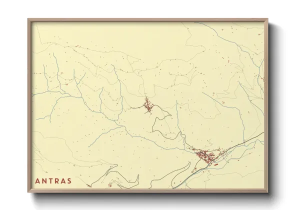 Une affiche de carte sur Antras