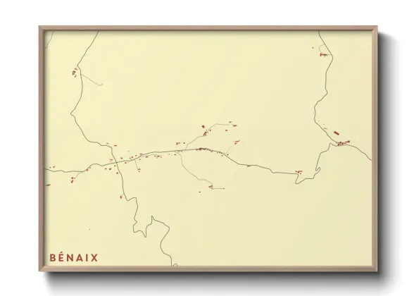 Une affiche de carte sur Bénaix