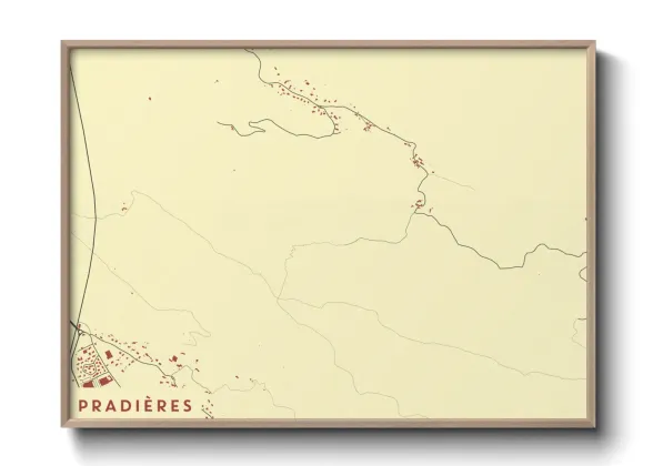 Une affiche de carte sur Pradières