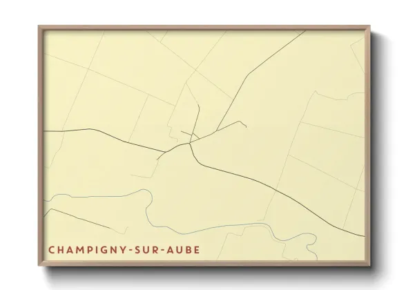 Une affiche de carte sur Champigny-sur-Aube