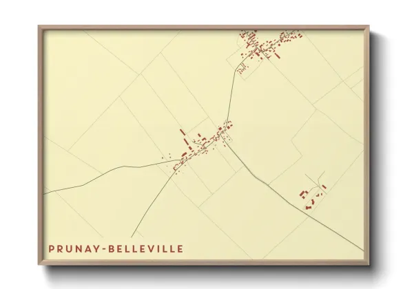 Une affiche de carte sur Prunay-Belleville
