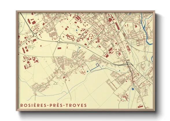 Une affiche de carte sur Rosières-près-Troyes