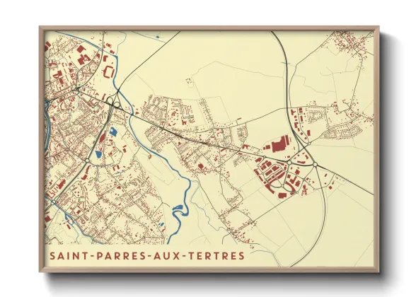 Une affiche de carte sur Saint-Parres-aux-Tertres