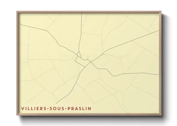 Une affiche de carte sur Villiers-sous-Praslin