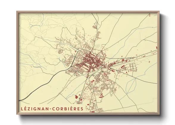 Une affiche de carte sur Lézignan-Corbières
