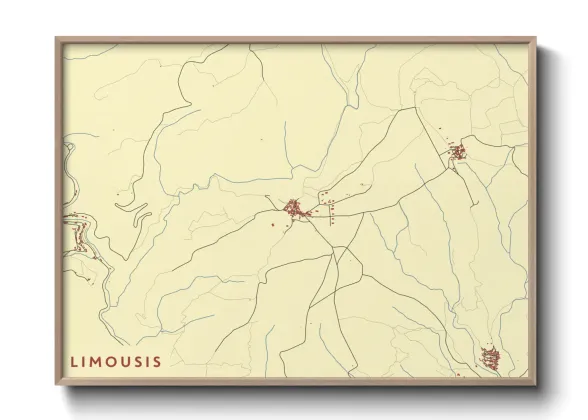 Une affiche de carte sur Limousis
