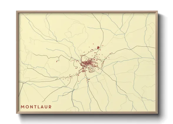 Une affiche de carte sur Montlaur