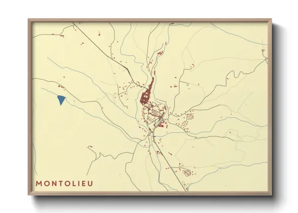 Une affiche de carte sur Montolieu