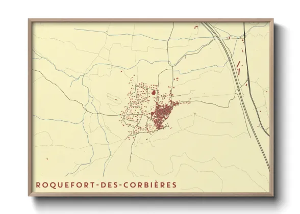 Une affiche de carte sur Roquefort-des-Corbières