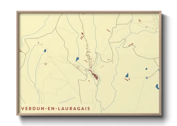 Une affiche de carte sur Verdun-en-Lauragais