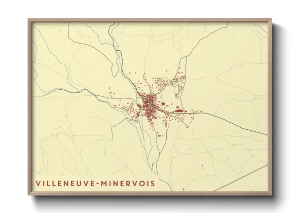 Une affiche de carte sur Villeneuve-Minervois
