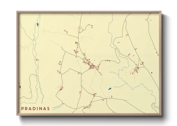 Une affiche de carte sur Pradinas