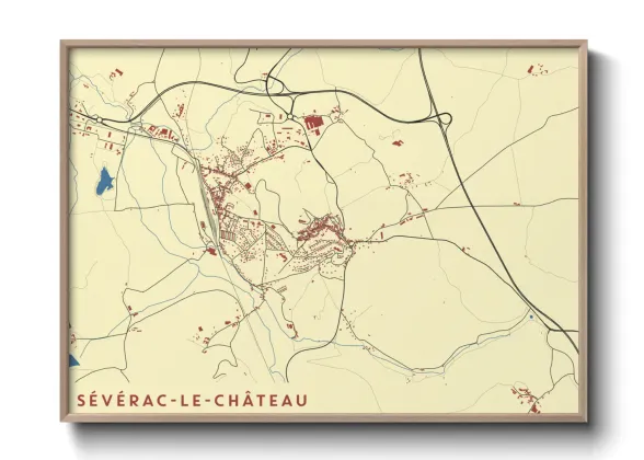 Une affiche de carte sur Sévérac-le-Château