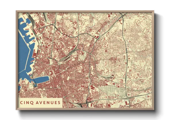 Une affiche de carte sur Cinq Avenues