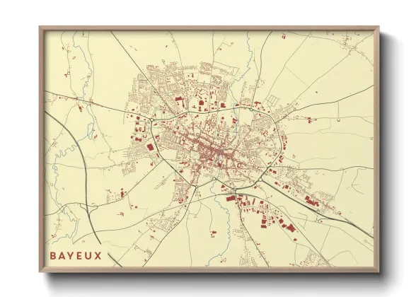 Une affiche de carte sur Bayeux