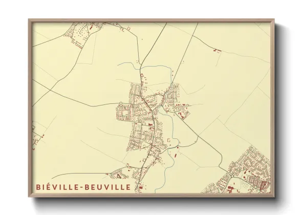 Une affiche de carte sur Biéville-Beuville
