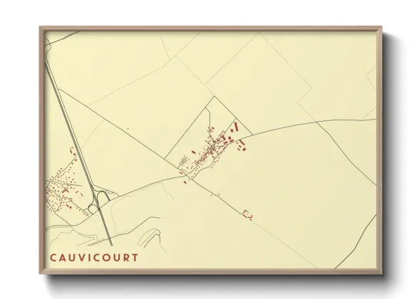 Une affiche de carte sur Cauvicourt