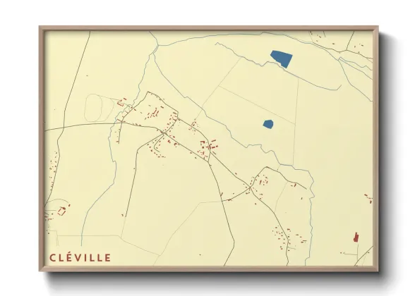 Une affiche de carte sur Cléville