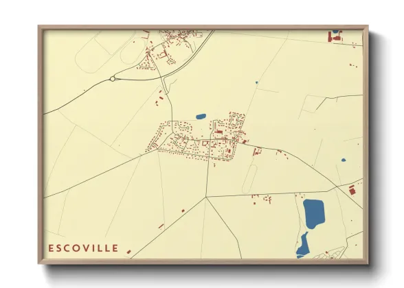 Une affiche de carte sur Escoville