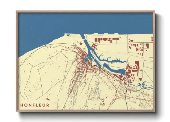 Une affiche de carte sur Honfleur