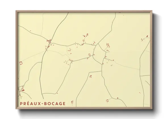 Une affiche de carte sur Préaux-Bocage