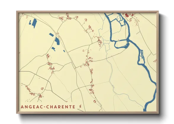 Une affiche de carte sur Angeac-Charente
